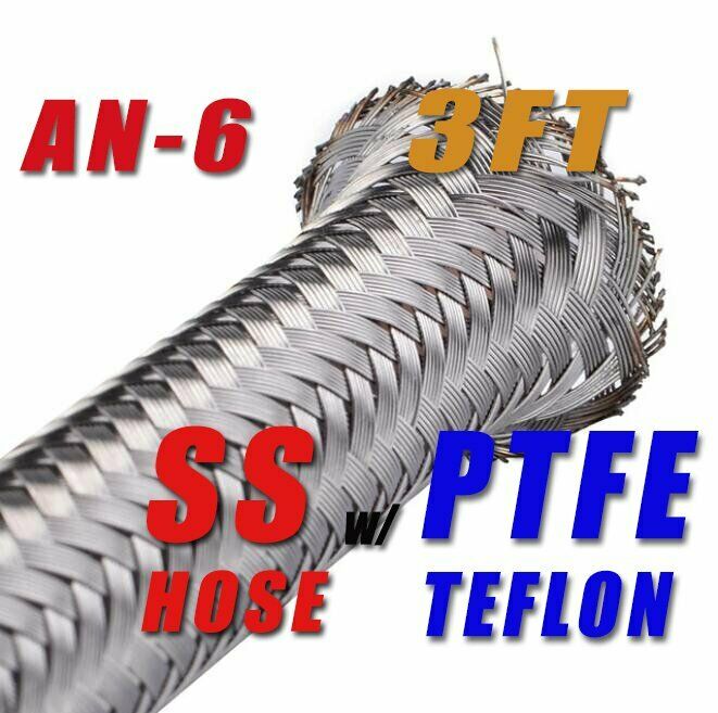 6 AN AN 6 5/16" STAINLESS STEEL PTFE ETHANOL FUEL LINE HOSE 3FT US