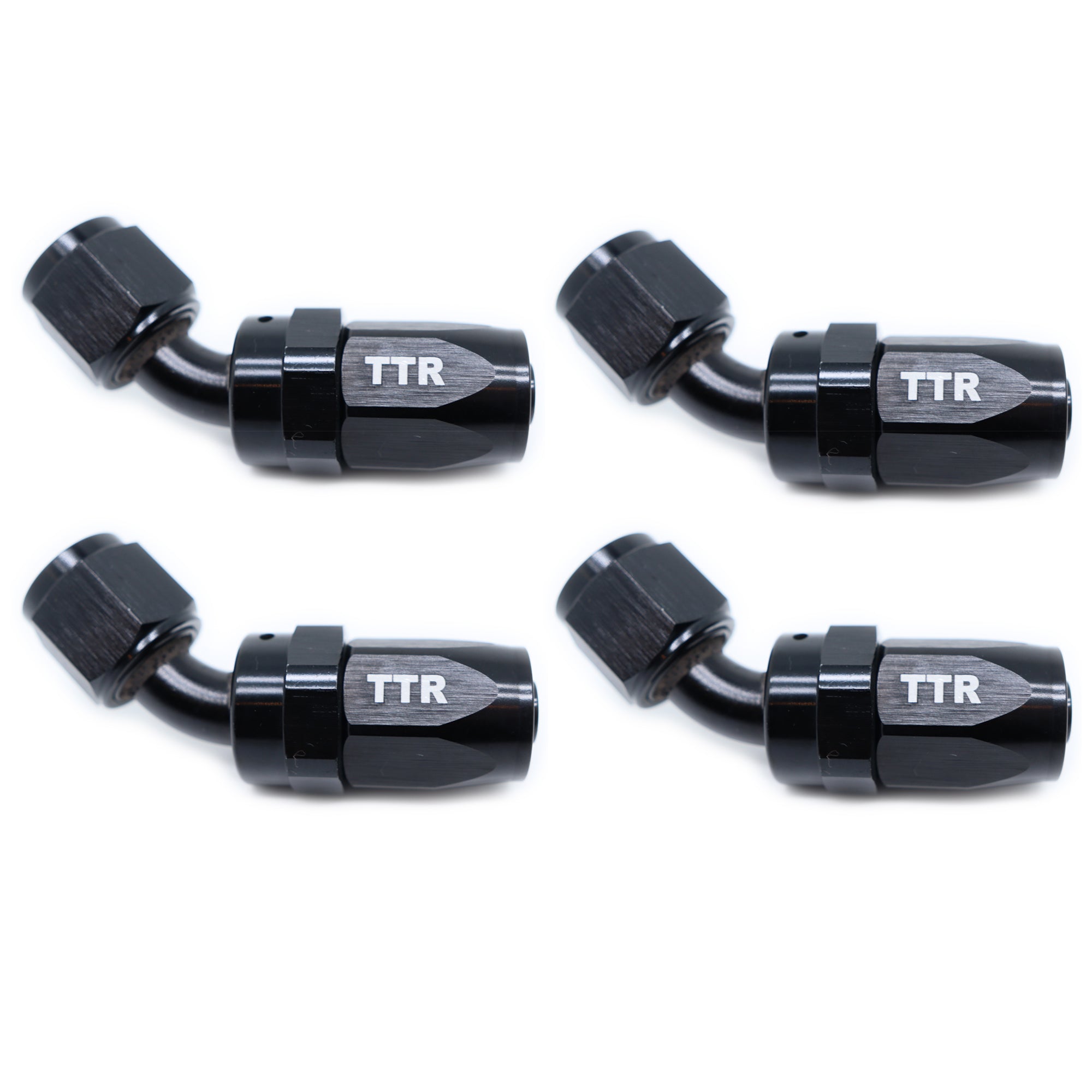 Aluminum Hose End Fitting Adapter Oil Fuel Hose Black 4Pcs