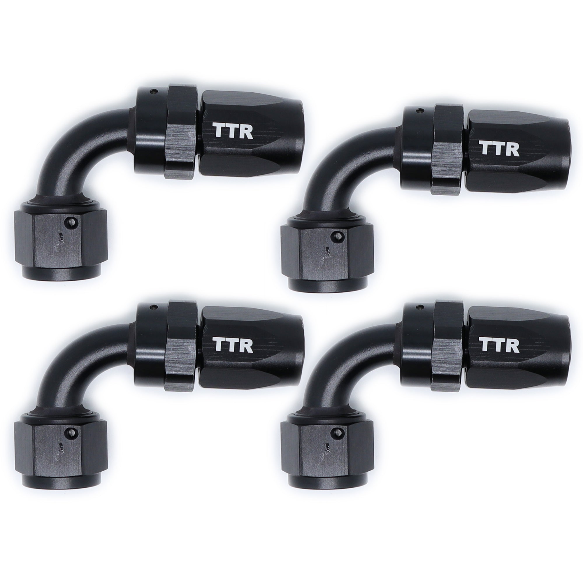 Aluminum Hose End Fitting Adapter Oil Fuel Hose Black 4Pcs