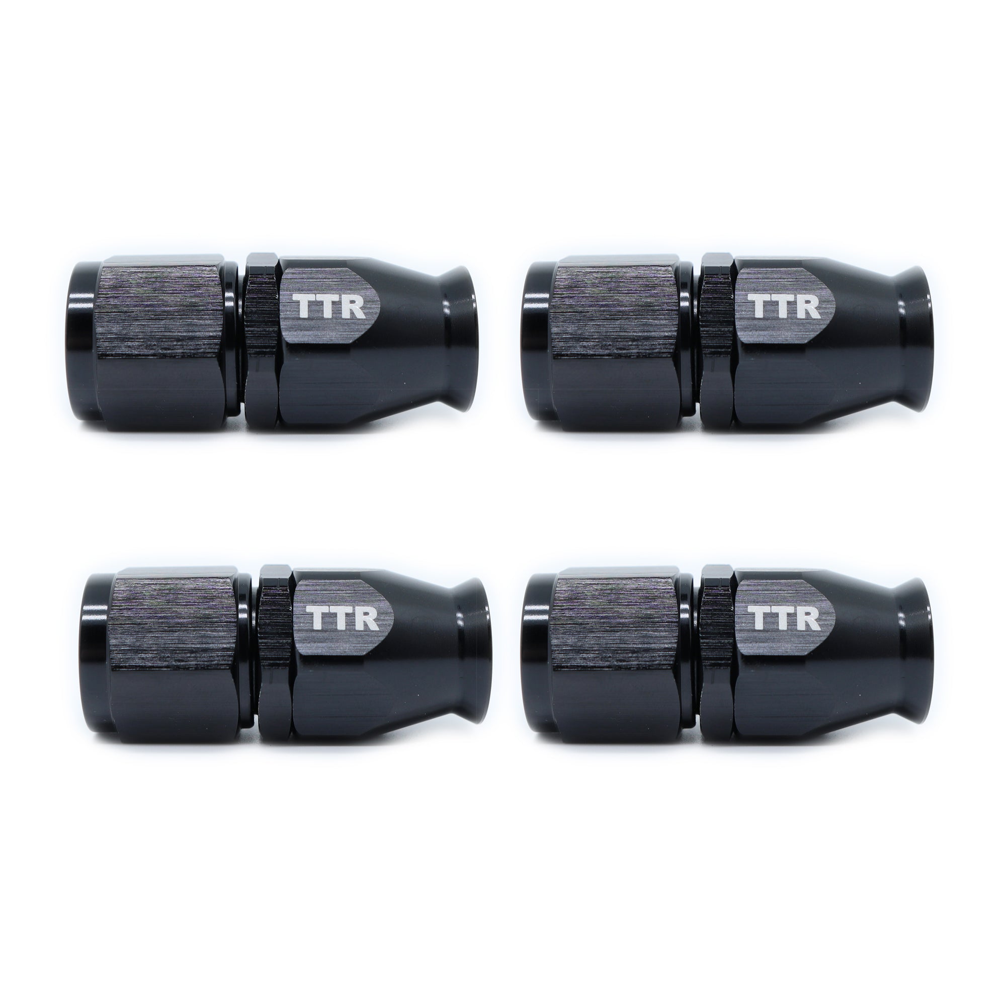 Aluminum Hose End Fitting Adapter Oil Fuel Hose Black 4Pcs
