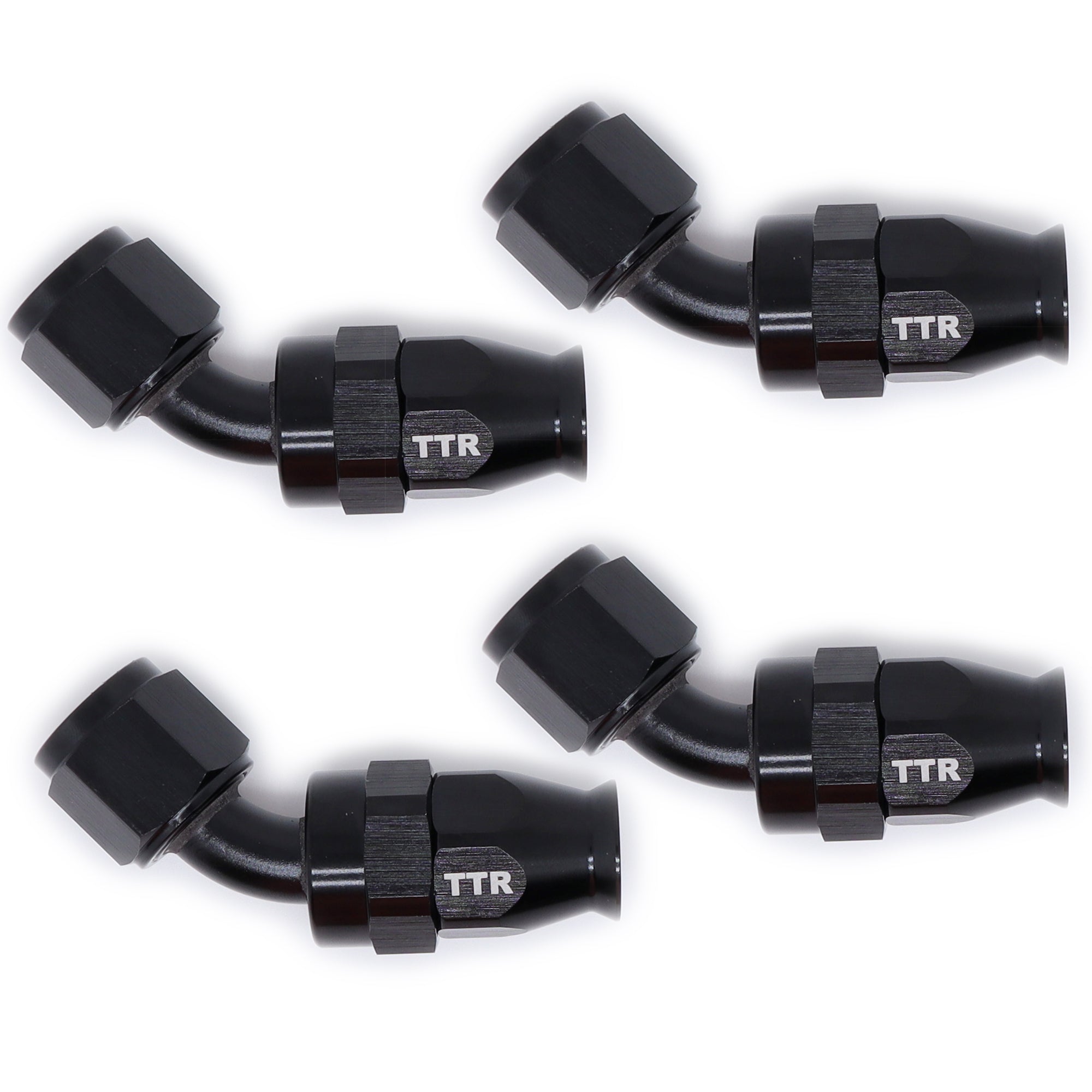 Aluminum Hose End Fitting Adapter Oil Fuel Hose Black 4Pcs