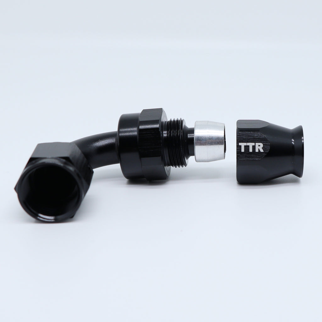 6AN 90 Degree  Swivel Fittings Hose End PTFE Braided Fuel Line Black