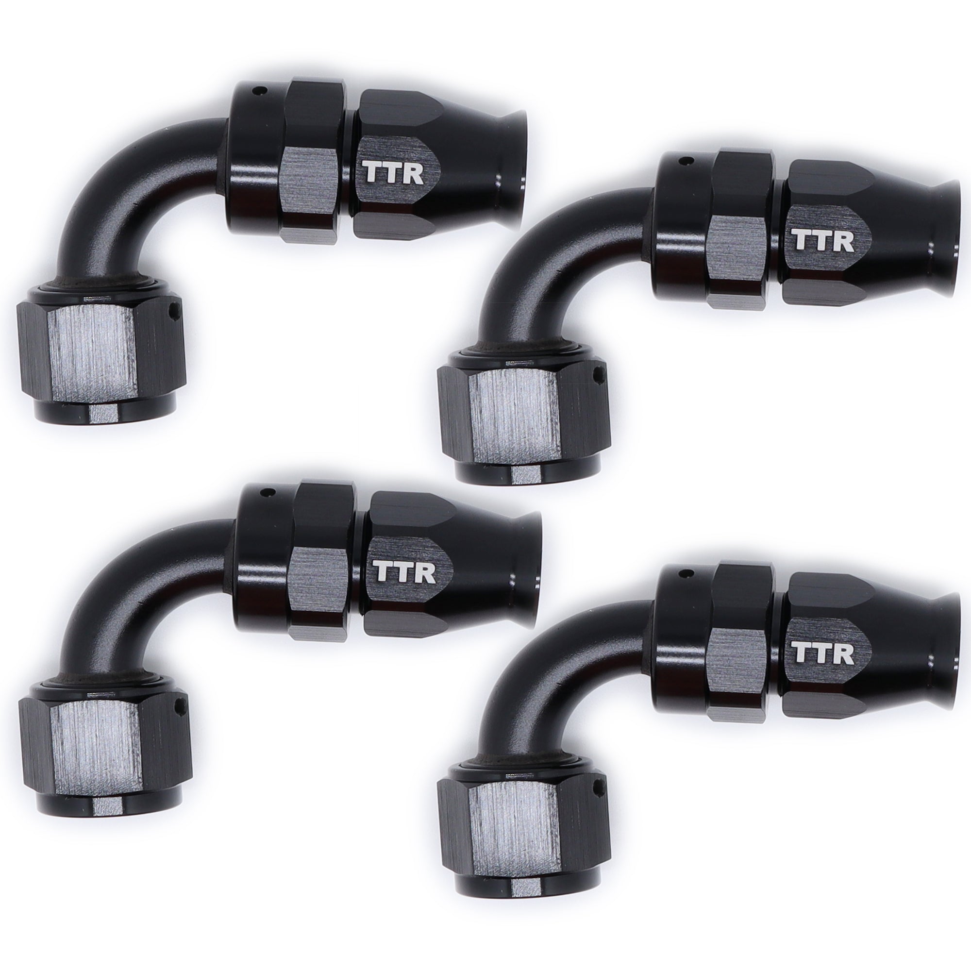 Aluminum Hose End Fitting Adapter Oil Fuel Hose Black 4Pcs