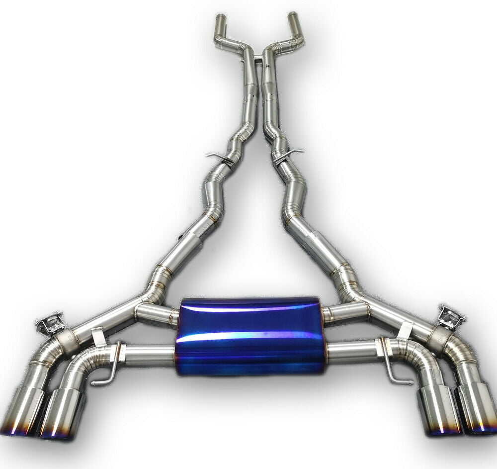 BMW F90 M5 Real Full Titanium Catback Fit Valved Flanges Exhaust tube 80mm