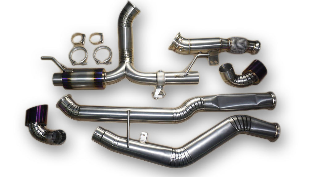 Titanium 89mm YPIPE Blue Flame Tips w/ DownPipe Exhaust 2020 Toyota Supra A90 GR1