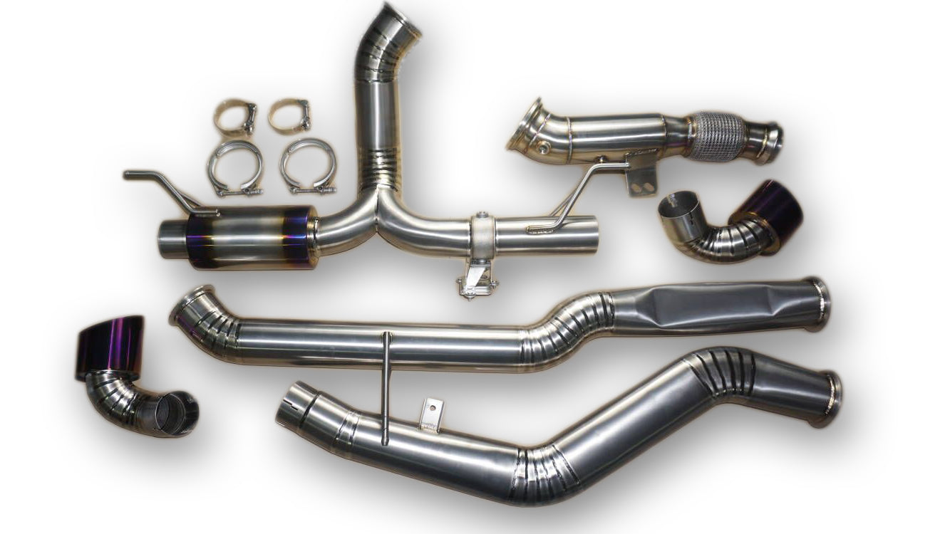 Titanium 89mm YPIPE Blue Flame Tips w/ DownPipe Exhaust 2020 Toyota Supra A90 GR1