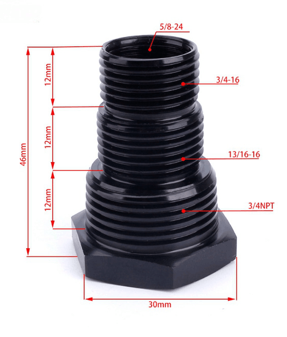 5/8-24 to 3/4-16, 13/16-16, 3/4NPT Automotive Threaded Oil Filter Adapter