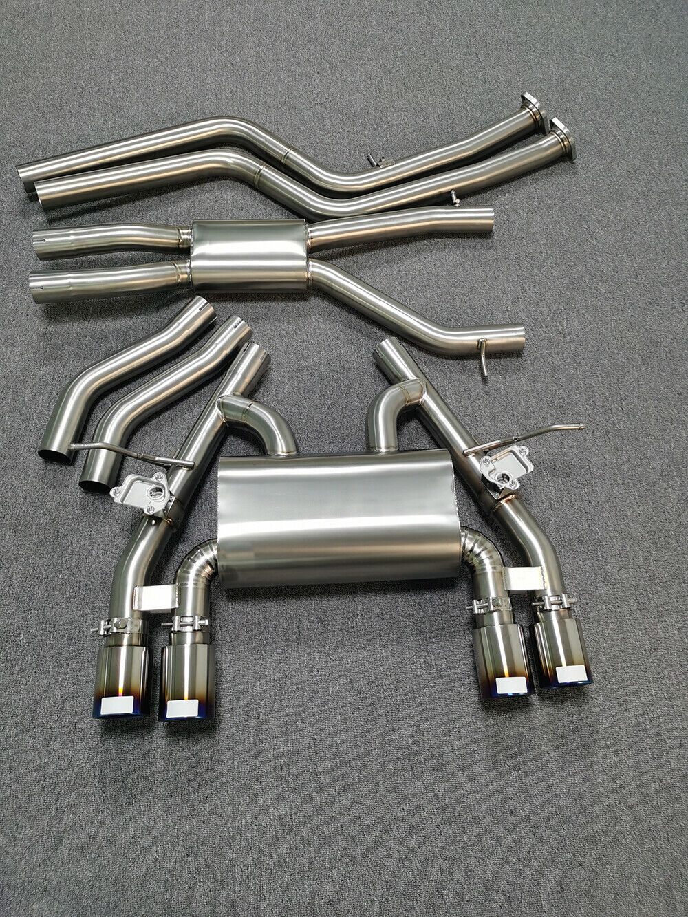 BMW M3 F80 M4 F82 Full Titanium Valve CatBack Exhaust System 2.5” Blue Flame Tip