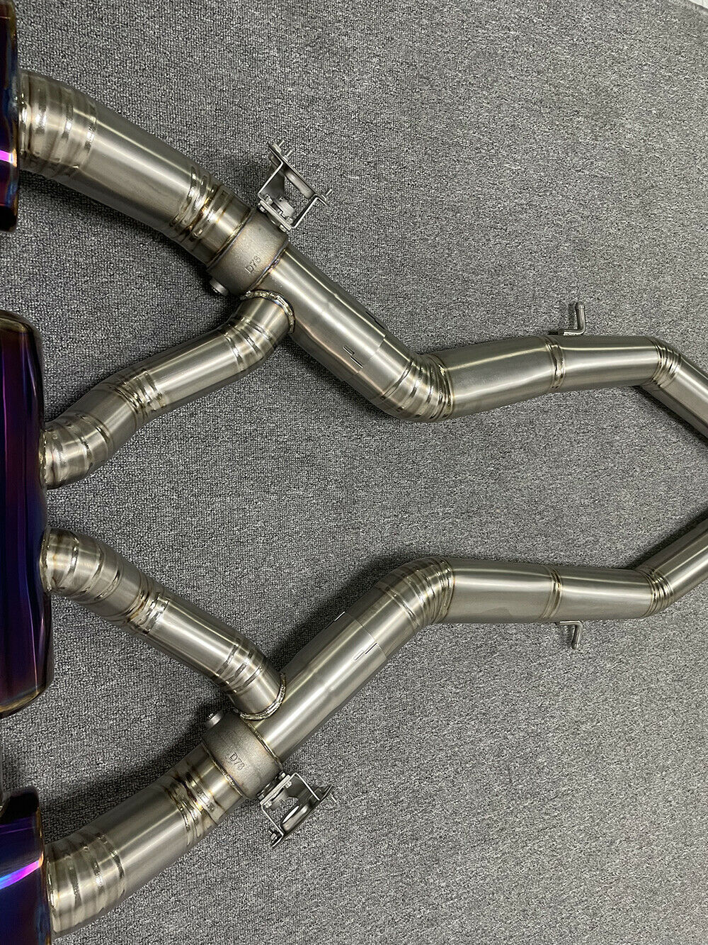 BMW M3 M4 F82 F80 Titanium Blue Flame Catback Fit Valved OEM Motor Exhaust 76mm