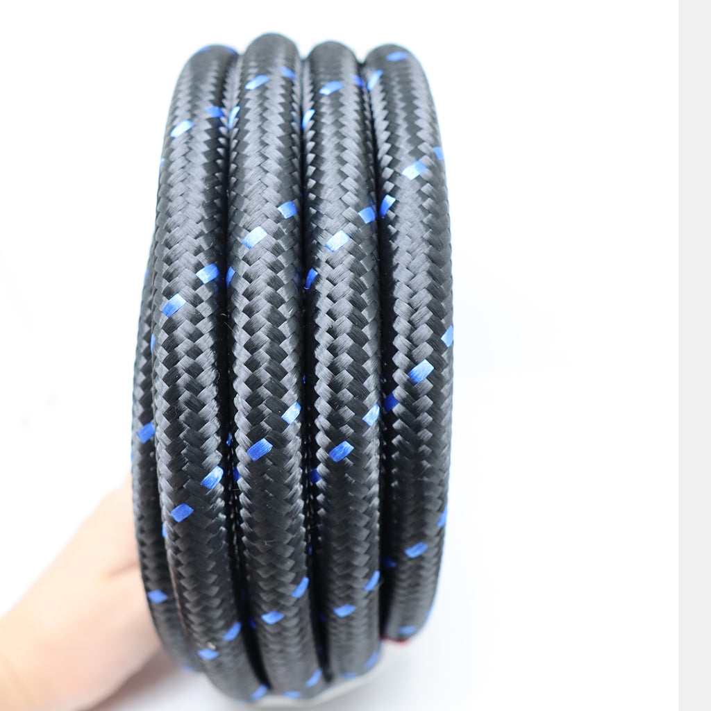 AN6/AN8/AN10 Black 10 Fittings Steel Nylon Braided Oil Fuel Hose Line 20FT