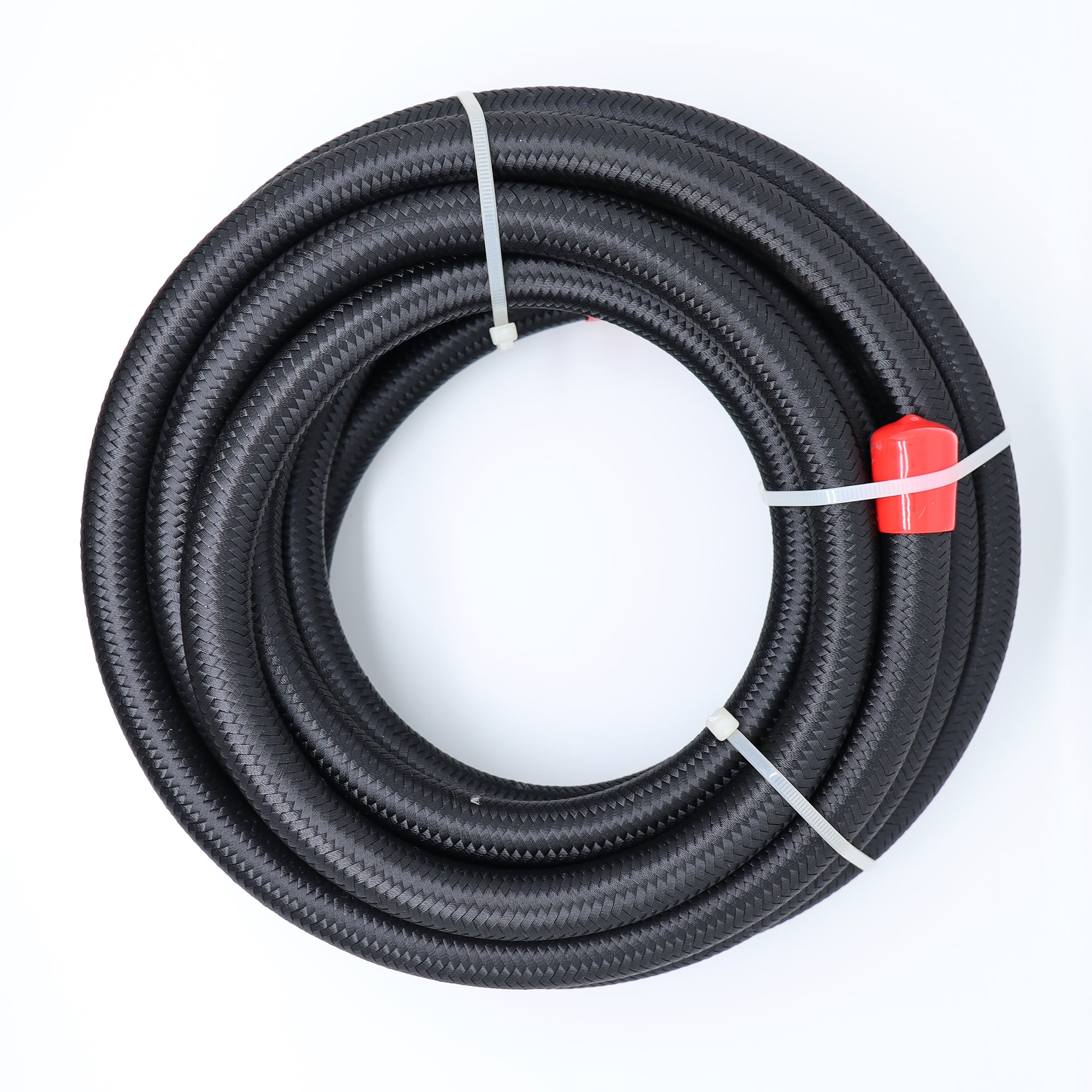 Nylon Stainless Steel Braided PTFE Fuel Hose - Blue/Red/Black 3/8 10mm ID - PTFE 20ft Hose / Black