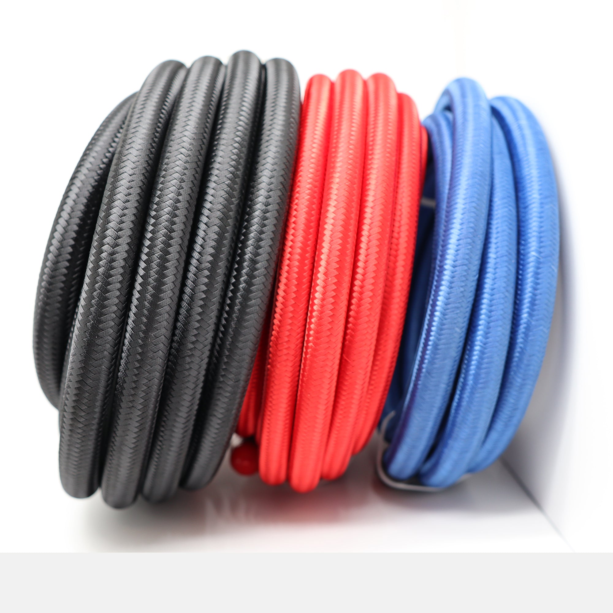 Nylon Stainless Steel Braided PTFE Fuel Hose - Blue/Red/Black 3/8 10mm ID - PTFE 20ft Hose / Blue