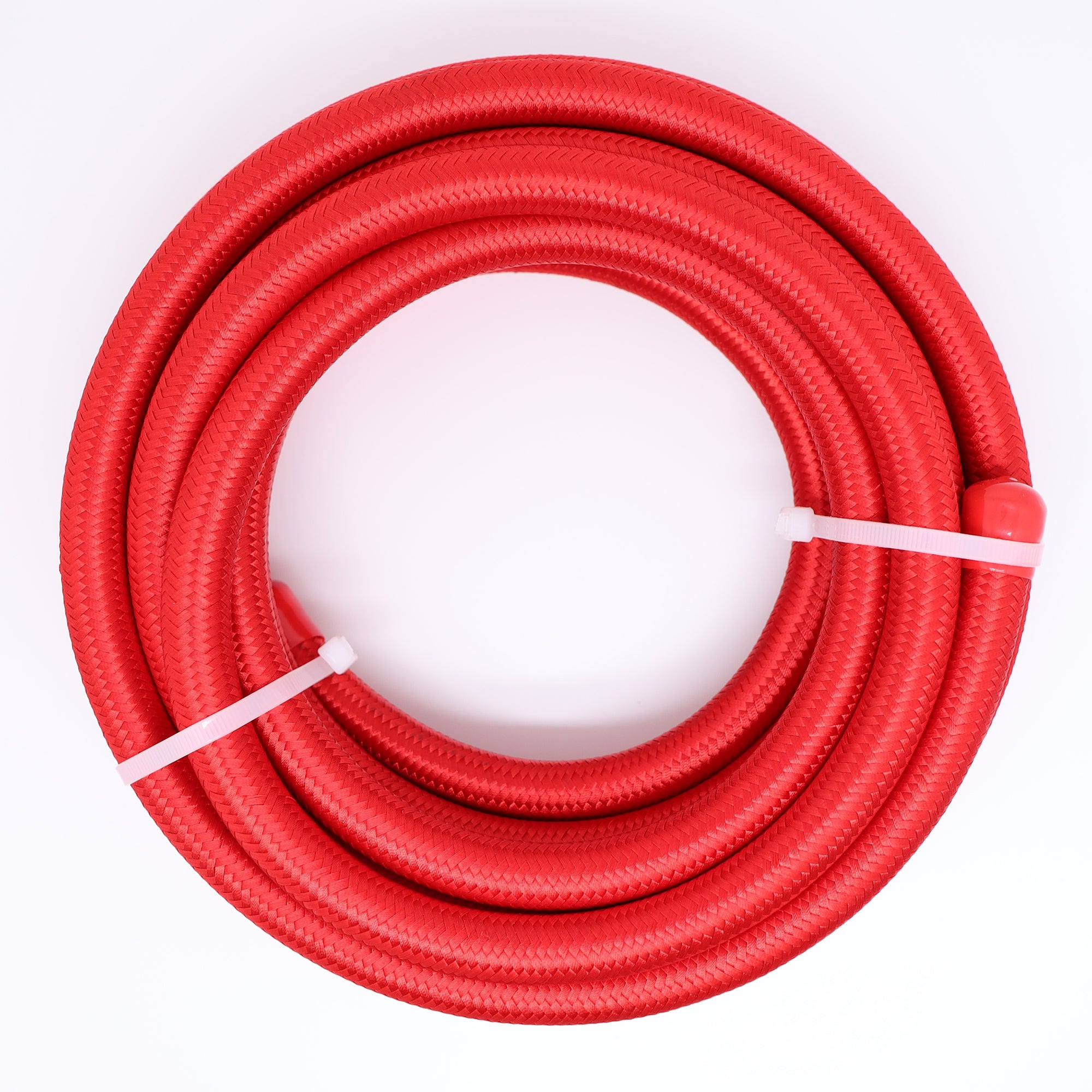 NYLON STAINLESS STEEL BRAIDED PTFE FUEL HOSE - BLUE/RED/BLACK
