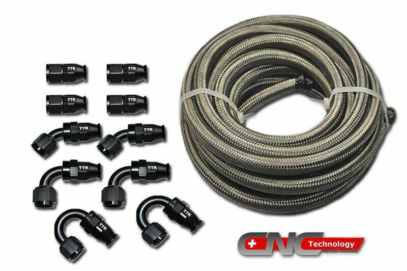 20FT AN6 /AN8 /AN10 Stainless Steel PTFE TEFLON Fuel Hose 10 Fittings