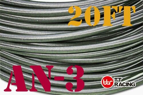 1/8" Stainless Steel Braided Hose (AN-3) Fuel/Oil/Water E85 20ft